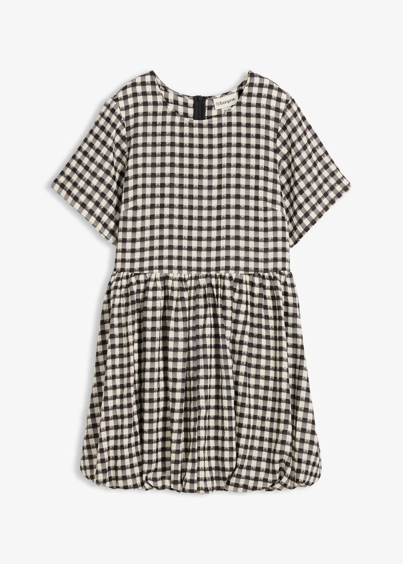 Robe courte base boule • noir blanc carreaux • Boutique bonprix