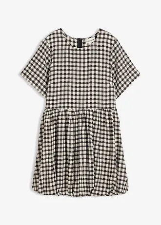 Korte jurk met bubble hem • zwart-wit geruit • bonprix online shop