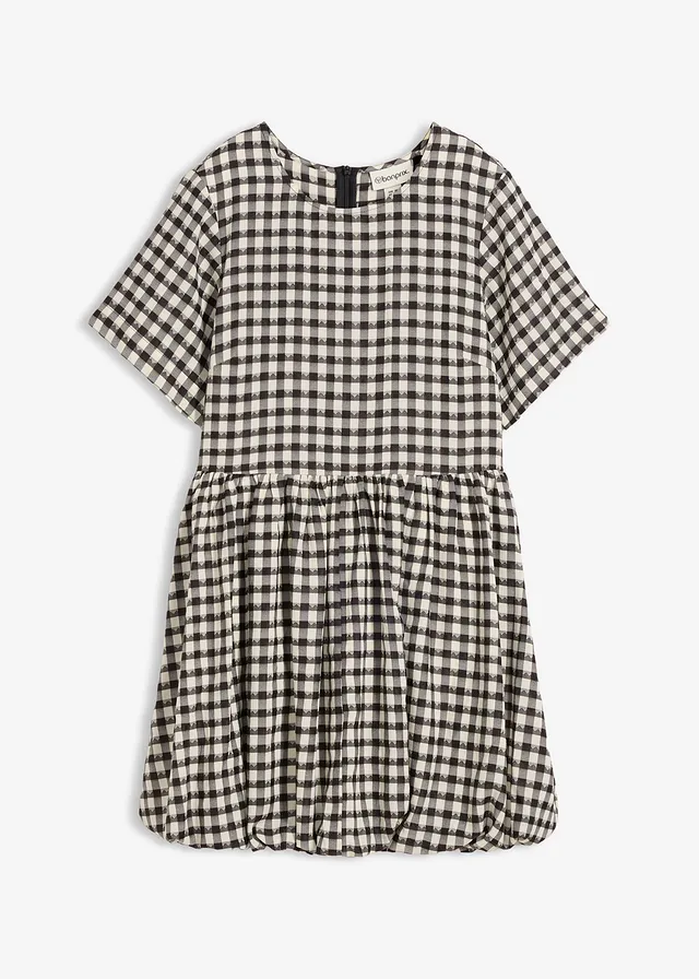 Robe courte base boule • noir blanc carreaux • Boutique bonprix