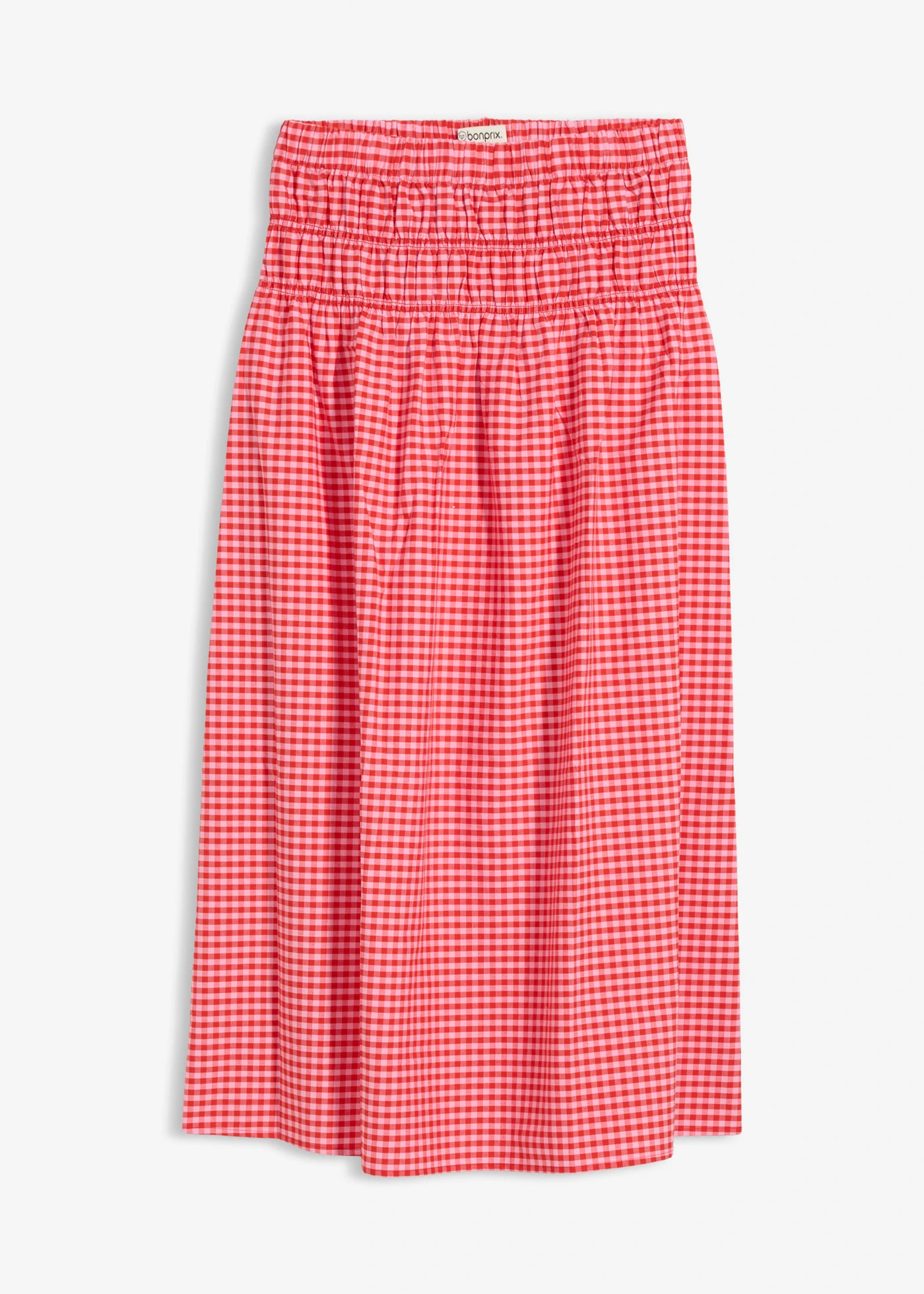 Maxi rok van een elastische katoenmix • roze-aardbeirood geruit • bonprix online shop