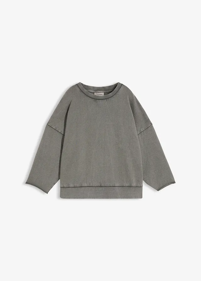 Oversized sweater van katoenmix • antraciet washed • bonprix online shop