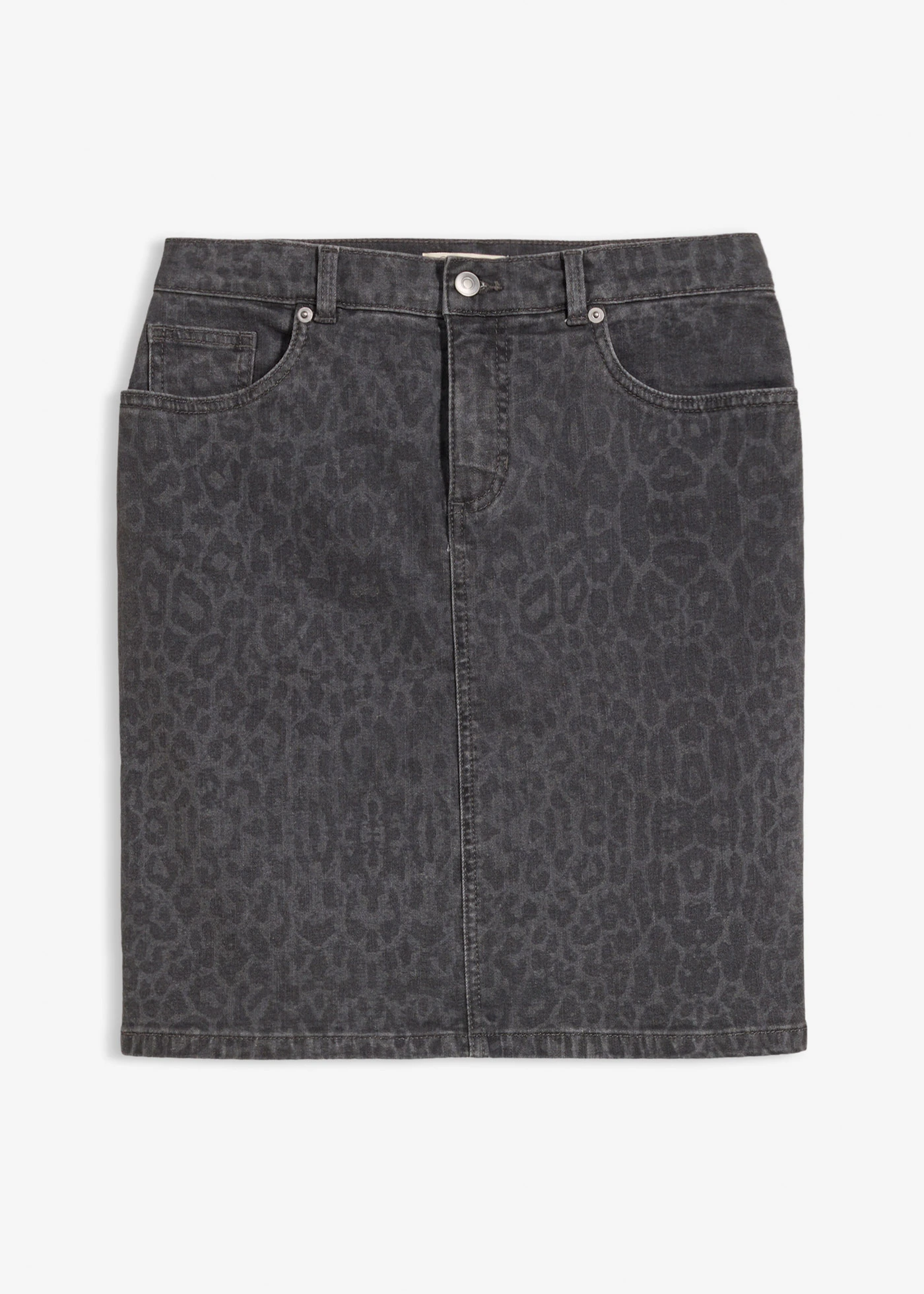 Džínová sukně • šedý denim s leopardím potiskem • bonprix obchod