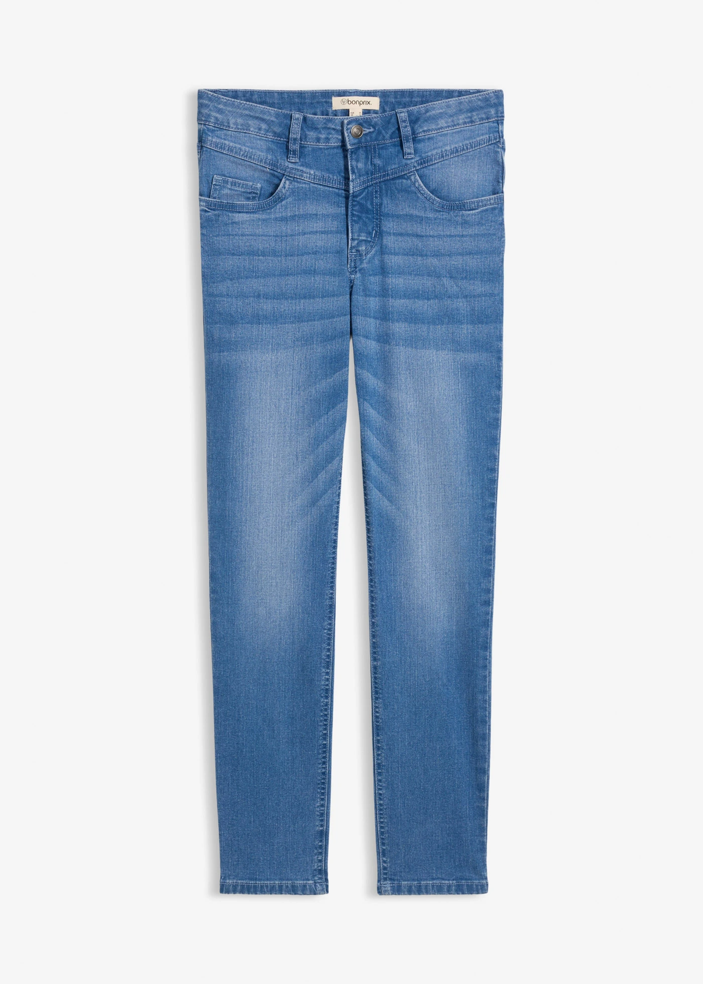 Skinny farmer High Waist, rövidített • világoskék denim, használt hatású • bonprix áruház