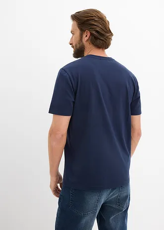 T-shirt 100% coton, Couleur: bleu foncé imprimé