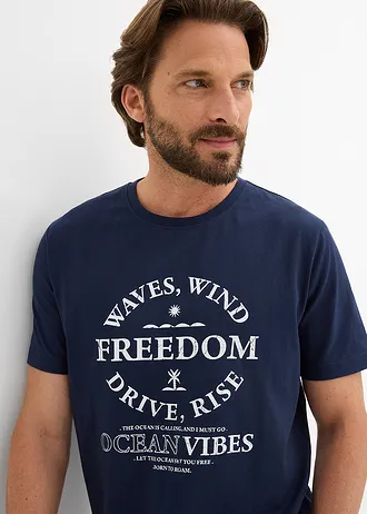 Tricou din bumbac 100% • bleumarin cu imprimeu • magazin bonprix