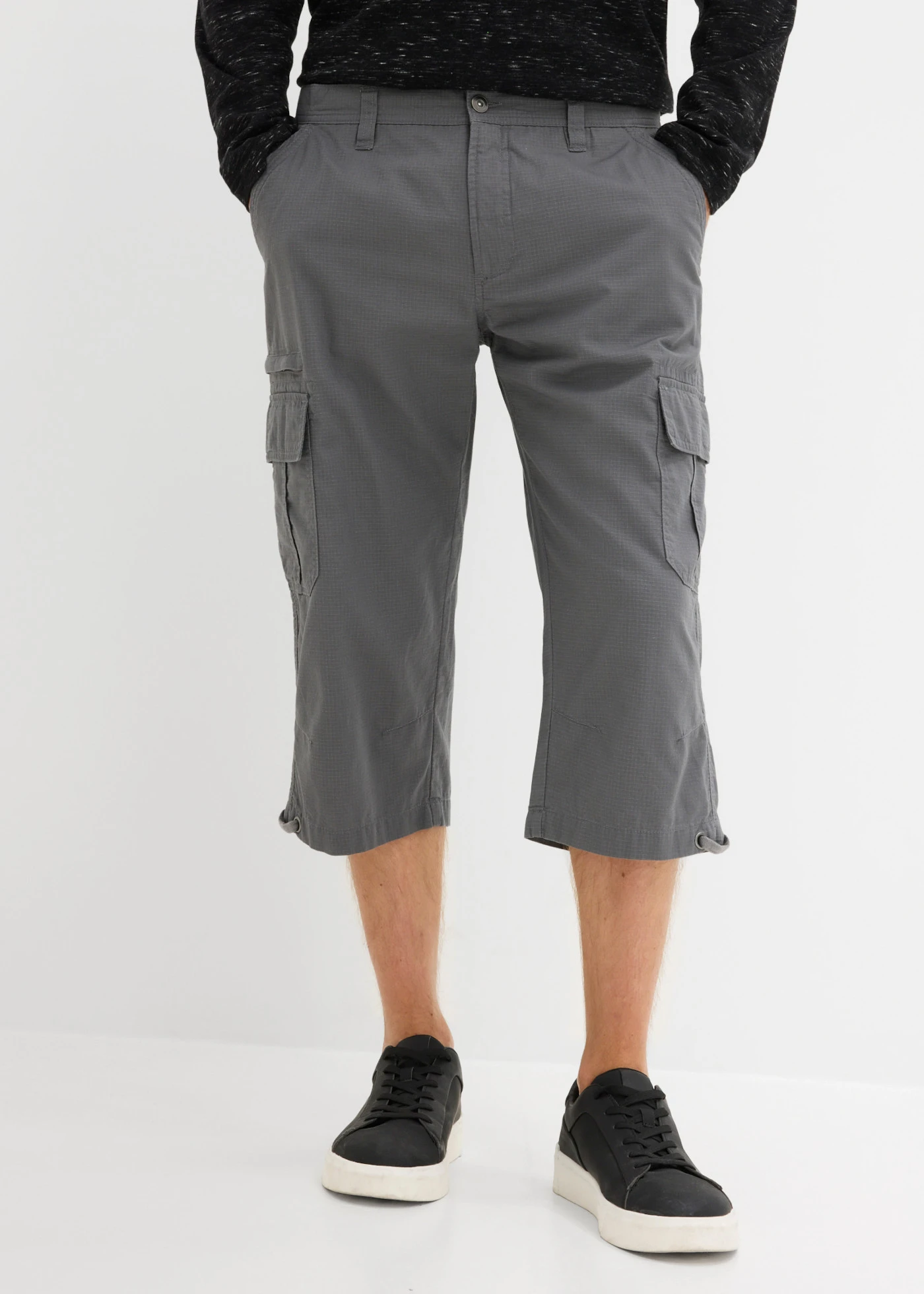 Bermude cargo lungi din bumbac 100%, regular fit • gri fumuriu • magazin bonprix