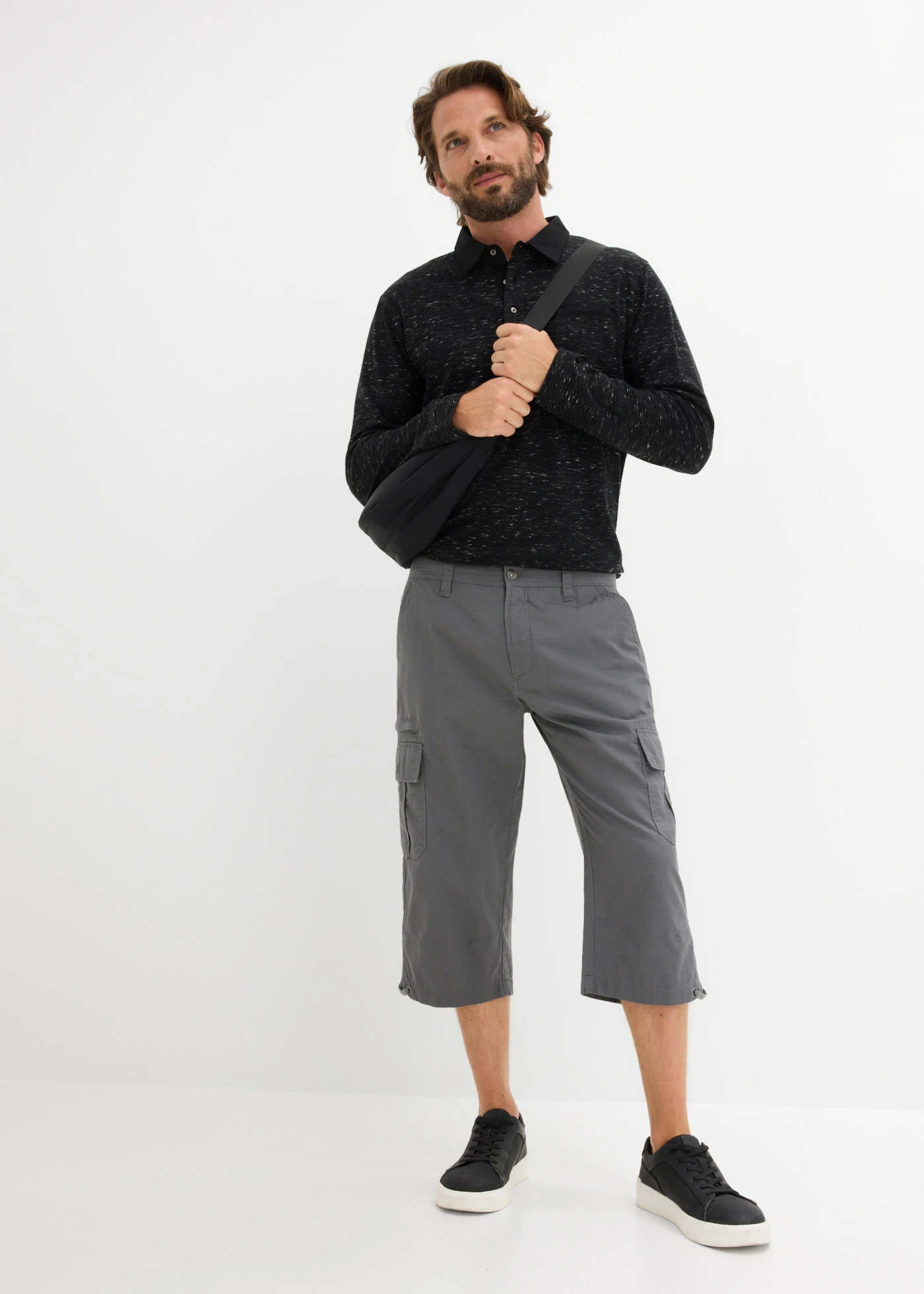 Dlouhé cargo bermudy, Regular Fit, z čisté bavlny • kouřově šedá • bonprix obchod