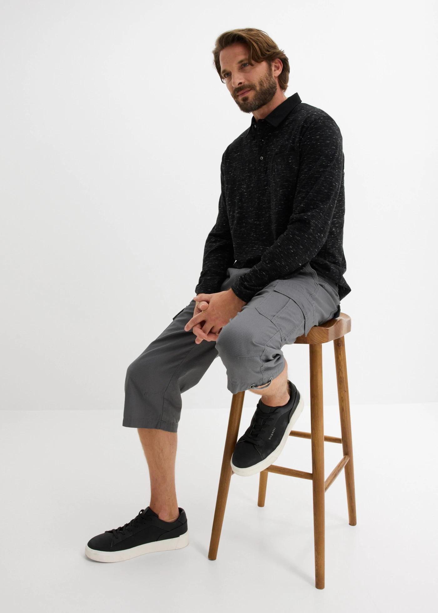 Bermude cargo lungi din bumbac 100%, regular fit • gri fumuriu • magazin bonprix