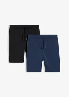 Zwemshorts met lange pijpen en strakke pasvorm (set van 2), Kleur: zwart-donkerblauw