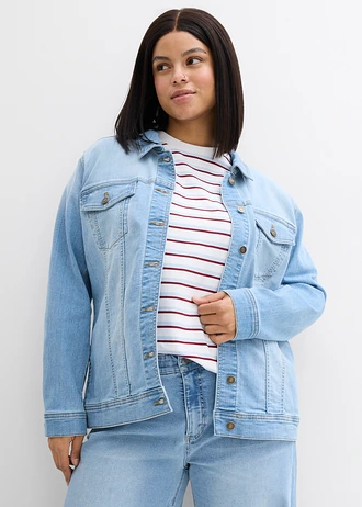 Stretch spijkerjas, basic, Kleur: ijsblauw denim