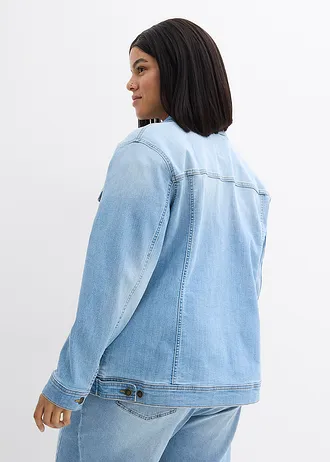Veste en jean extensible, basique, Couleur: bleu glacier denim