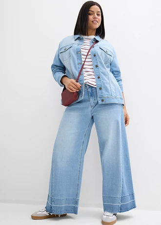 Stretch spijkerjas, basic, Kleur: ijsblauw denim