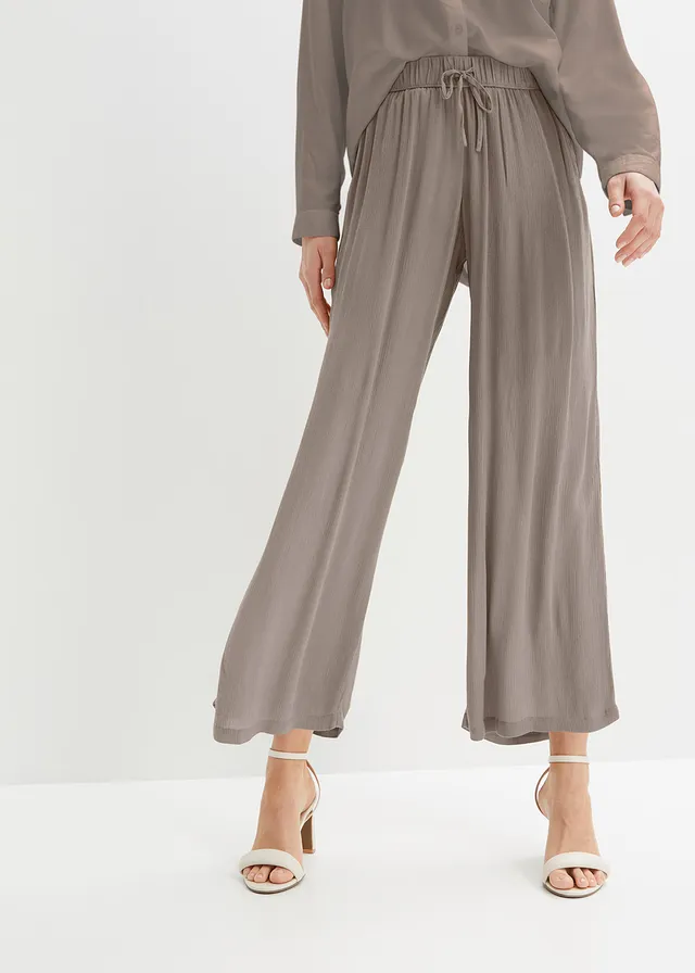 Pantalon en viscose, taille élastiquée • taupe • product-page.page-title-suffix