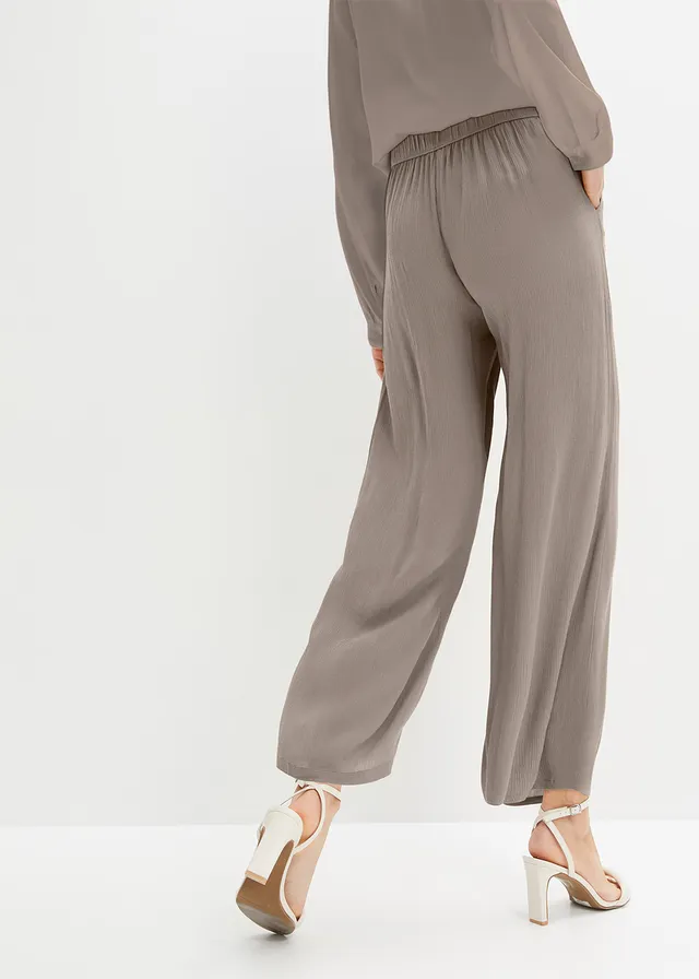 Pantalon en viscose, taille élastiquée • taupe • product-page.page-title-suffix