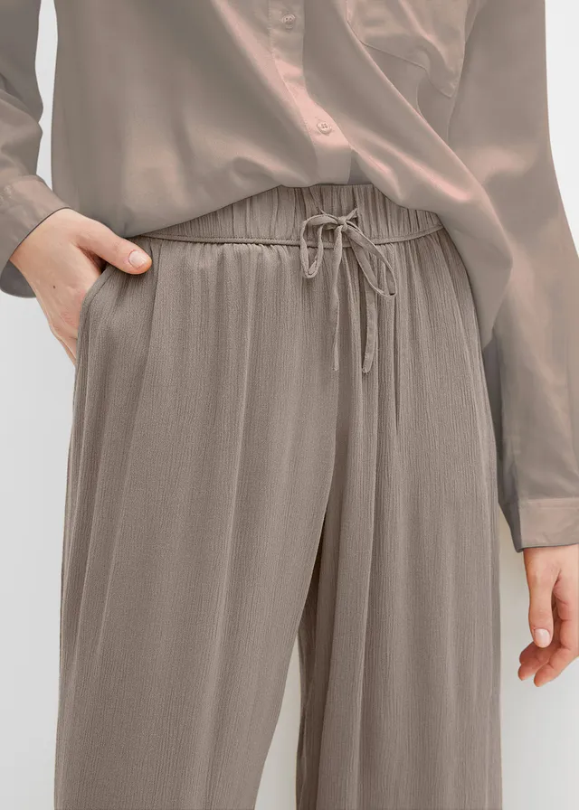 Pantalon en viscose, taille élastiquée • taupe • product-page.page-title-suffix