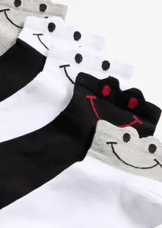 Lot de 5 paires de chaussettes courtes • blanc + gris clair chiné + noir • Boutique bonprix