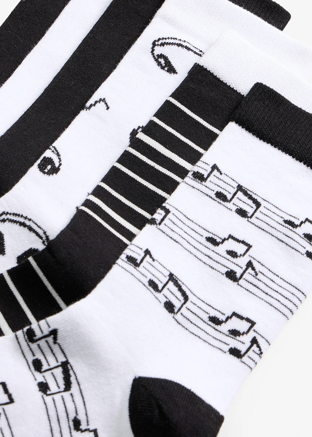 Lot de 6 paires de chaussettes • noir-blanc motif • product-page.page-title-suffix