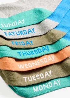 Lot de 7 paires de chaussettes, Couleur: gris clair chiné + bleu lagon + vert olive