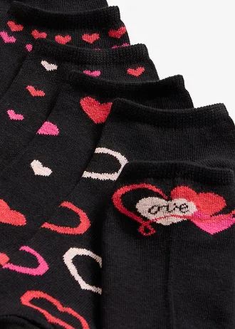 Sneakersokken met biologisch katoen (6 paar), Kleur: zwart met print