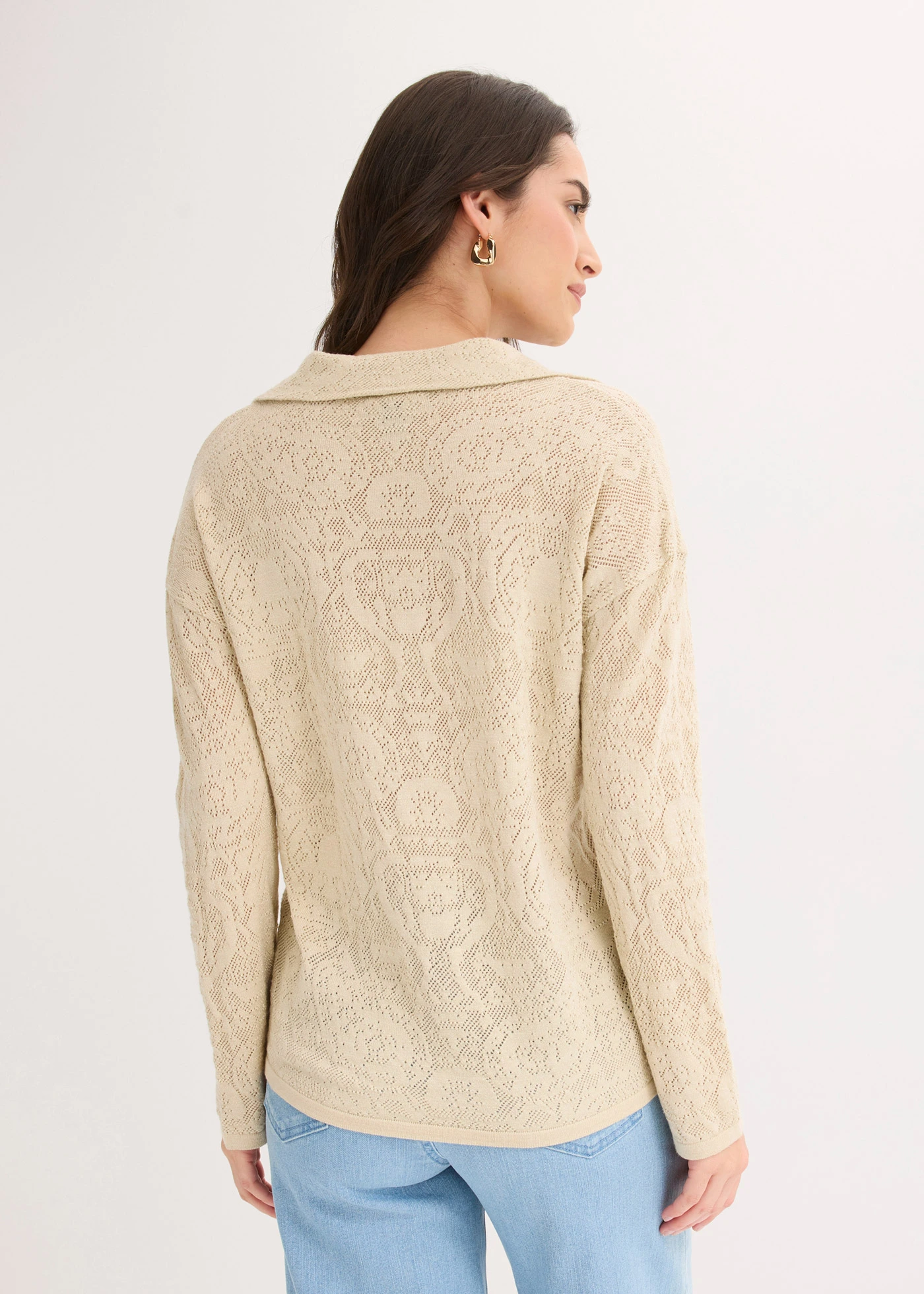 Ajour gebreid vest met glittergaren • lichtsand • bonprix online shop