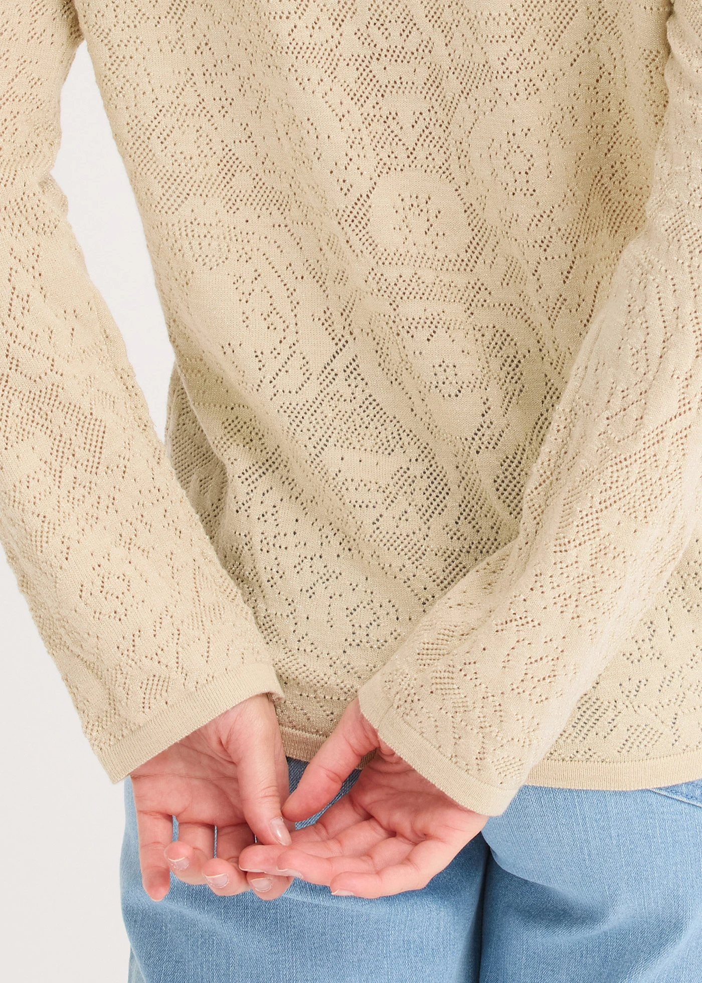 Gilet en maille ajourée avec fil brillant • sable clair • Boutique bonprix