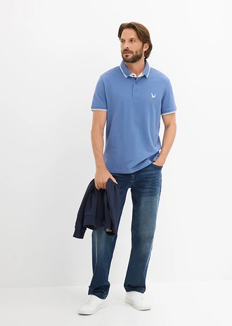 Lot de 2 polos 100% coton, Couleur: bleu foncé + bleu jean