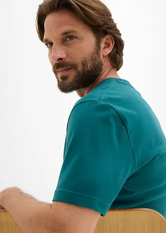 T-shirt van puur katoen • petrol met print • bonprix online shop