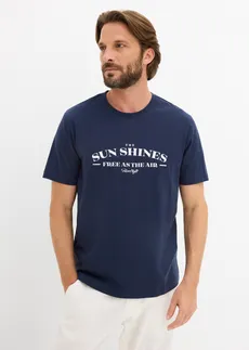 T-shirt 100% coton, Couleur: bleu foncé imprimé