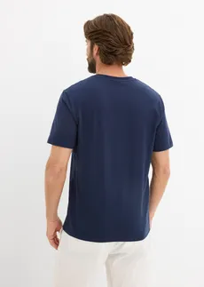 T-shirt z czystej bawełny organicznej • granatowy z nadrukiem • sklep bonprix