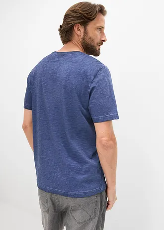 T-shirt aspect délavé, 100% coton • indigo imprimé • Boutique bonprix