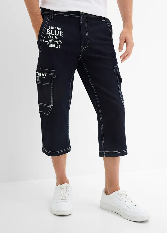Jean cargo 3/4 regular à taille élastiquée • bleu foncé denim • product-page.page-title-suffix
