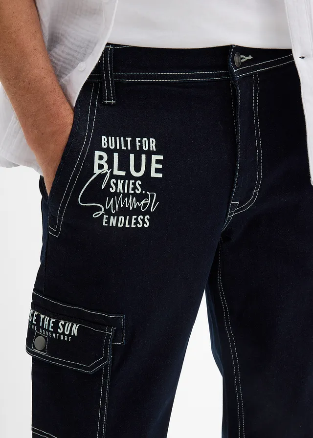 Jean cargo 3/4 regular à taille élastiquée • bleu foncé denim • product-page.page-title-suffix