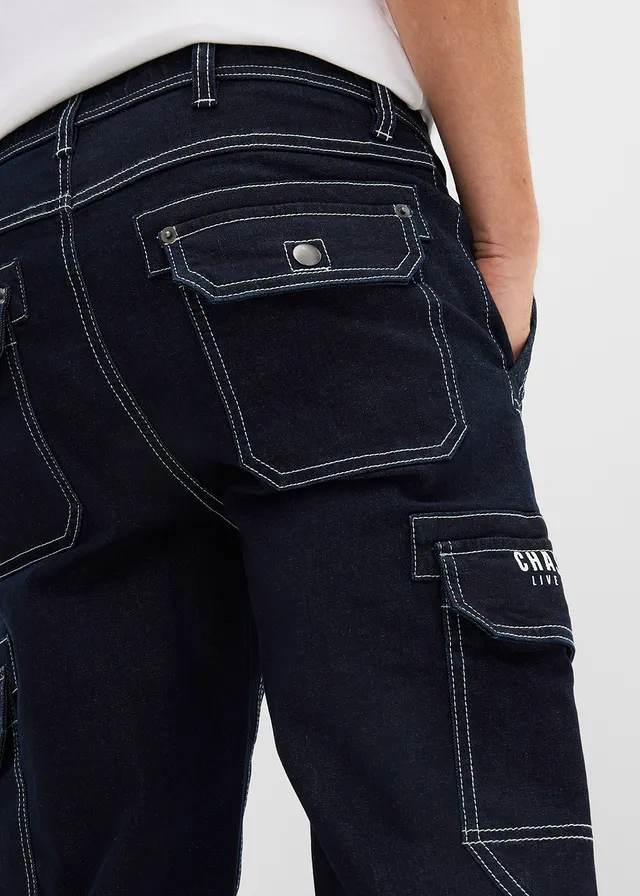 Jean cargo 3/4 regular à taille élastiquée • bleu foncé denim • product-page.page-title-suffix