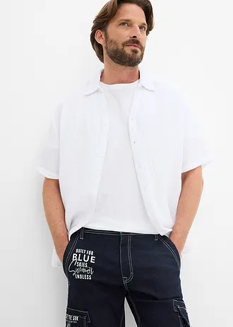 Blugi 3/4 în stil cargo, cu talie elastică, Regular Fit • bleumarin denim • magazin bonprix