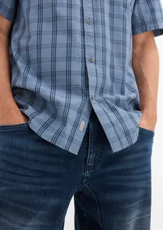 Chemise manches courtes 100% coton • bleu fumé-bleu foncé carreaux • Boutique bonprix