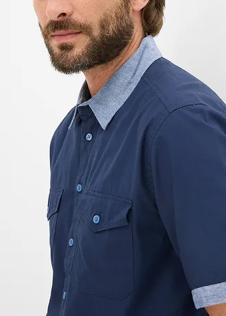 Chemise manches courtes style 2en1 • bleu foncé • Boutique bonprix