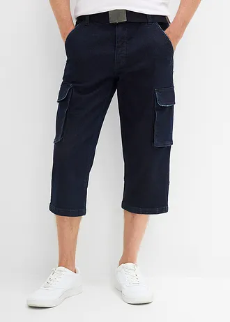 ¾ džínsy cargo, s opaskom, relaxed fit • tmavomodrá denim • obchod bonprix
