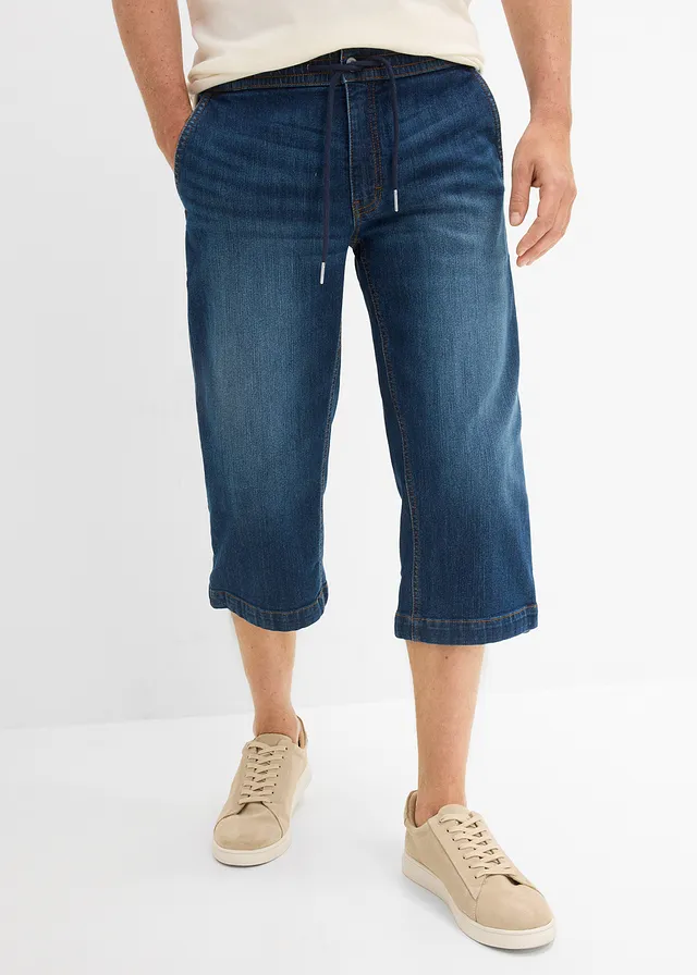 Ľahké ¾ džínsy bez zapínania, Regular Fit • tmavomodrá denim • obchod bonprix