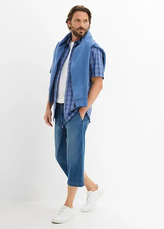 Blugi 3/4 subțiri, cu stretch și talie elastică, Regular Fit • albastru denim • magazin bonprix