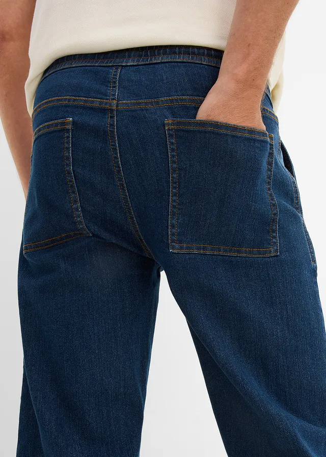 Vékony 3/4-es belebújós farmer, Regular Fit • sötétkék denim • bonprix áruház