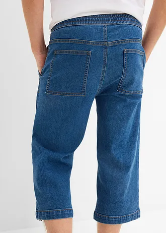 Jeansy 3/4 ze stretchem, z gumką w talii, regular fit • niebieski denim • sklep bonprix