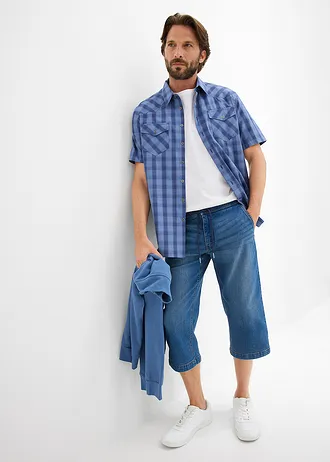 Blugi 3/4 subțiri, cu stretch și talie elastică, Regular Fit • albastru denim • magazin bonprix