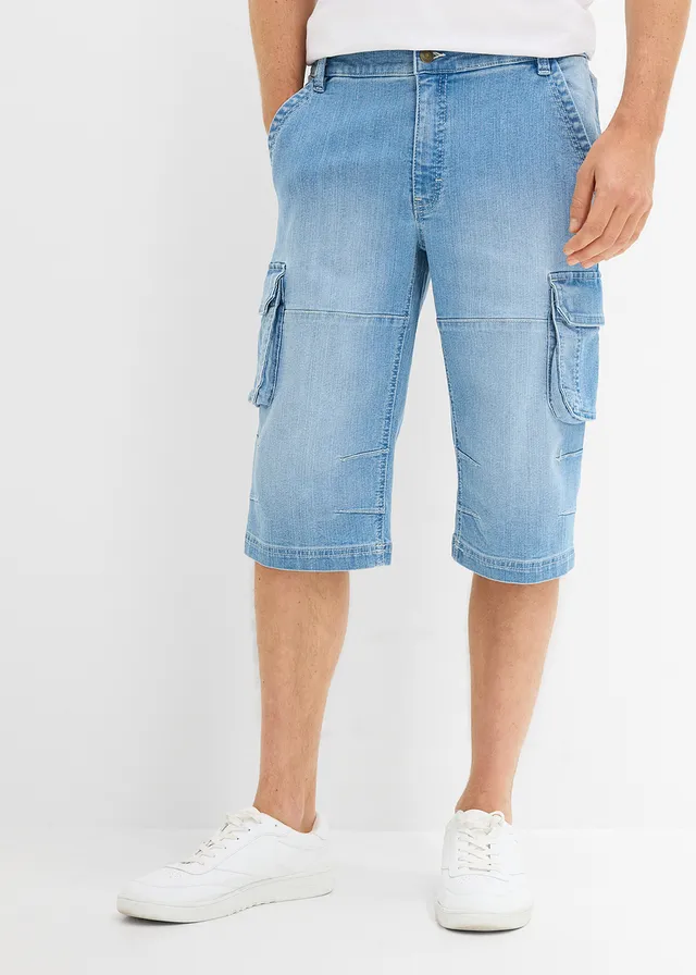 Lichte lange jeansbermuda met elastische tailleband, regular fit • lichtblauw denim • product-page.page-title-suffix