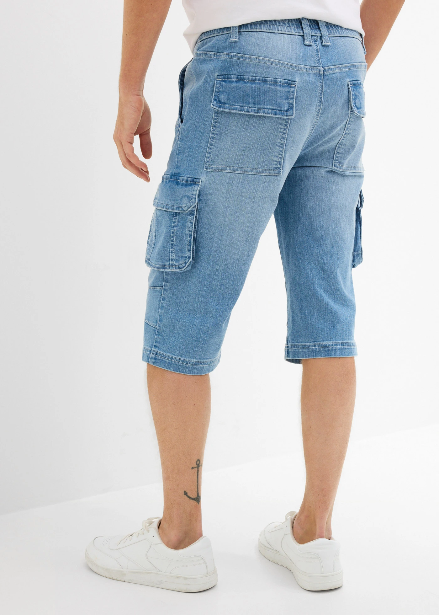 Lekkie długie bermudy jeansowe z elastyczną wstawką w talii, regular fit • jasnoniebieski denim • sklep bonprix