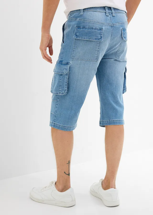 Lichte lange jeansbermuda met elastische tailleband, regular fit • lichtblauw denim • product-page.page-title-suffix