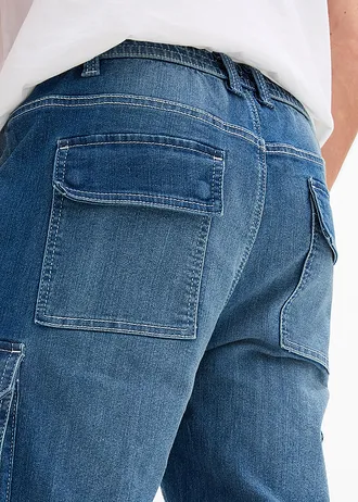 Bermuda long en jean léger à taille élastiquée, regular • bleu denim • Boutique bonprix