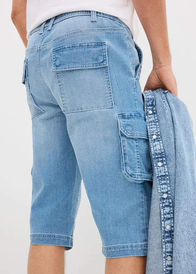 Lichte lange jeansbermuda met elastische tailleband, regular fit • lichtblauw denim • product-page.page-title-suffix
