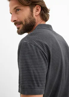 Polo aspect délavé, manches courtes • noir/gris ardoise rayures • Boutique bonprix