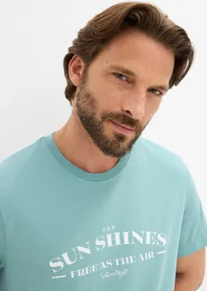 Tricou din bumbac organic 100% • albastru mineral, cu imprimeu • magazin bonprix