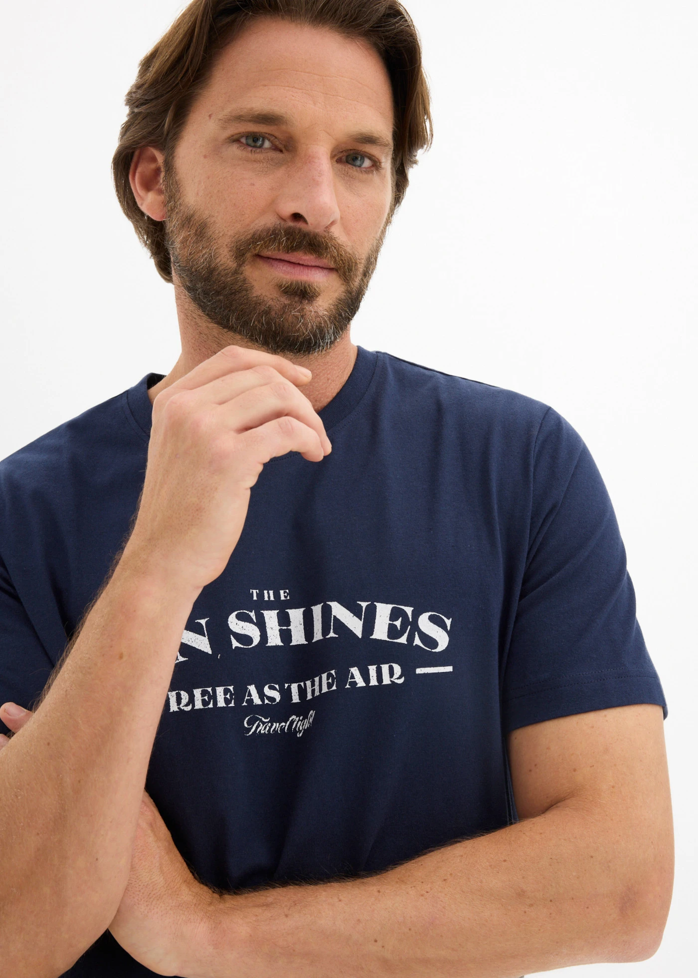 Tricou din bumbac organic 100% • bleumarin cu imprimeu • magazin bonprix